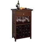 Wood Wine Cabinet w/ Drawer & Glass Stemware Rack