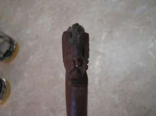 CARVED WOODEN Walking Stick CANE Lions Head TWISTED/TURNED WOOD 