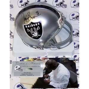 Tim Brown Hand Signed Oakland Raiders Mini Helmet