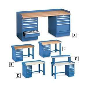  LISTA Complete Pedestal Workbenches   Bright blue 