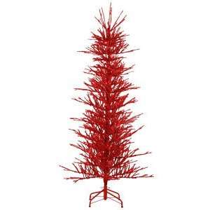   Red Tinsel Artificial Christmas Twig Tree   Red Lights