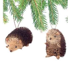  Natural Brush Hedgehog Ornaments with Hand Painted Detail 