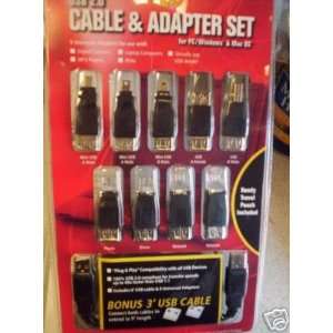   Solutions USB 2.0 Cable & 9 Pc Universal Adapter Set Electronics
