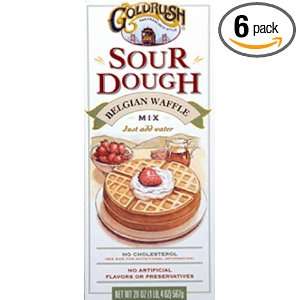 GoldRush Sourdough Belgian Waffle Mix, 20 Ounce Boxes (Pack of 6 