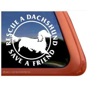    Dachshund Rescue Vinyl Window Decal Weiner Dog Sticker Automotive