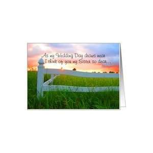   ,Sister,Sun Over Low Sun and White Fence in Field of Buttercups Card