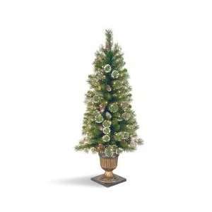  4 Glittery Pine Entrance Christmas Tree with White Edged 